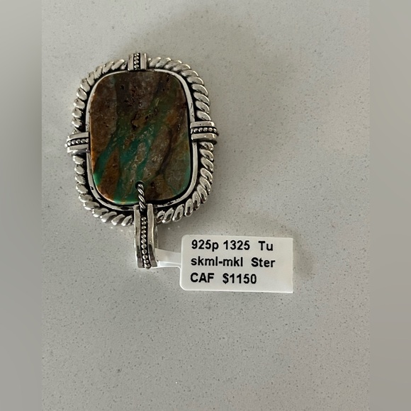 One of a kind 15.00 carats Hachita Turquoise 925 pendant - Picture 12 of 12